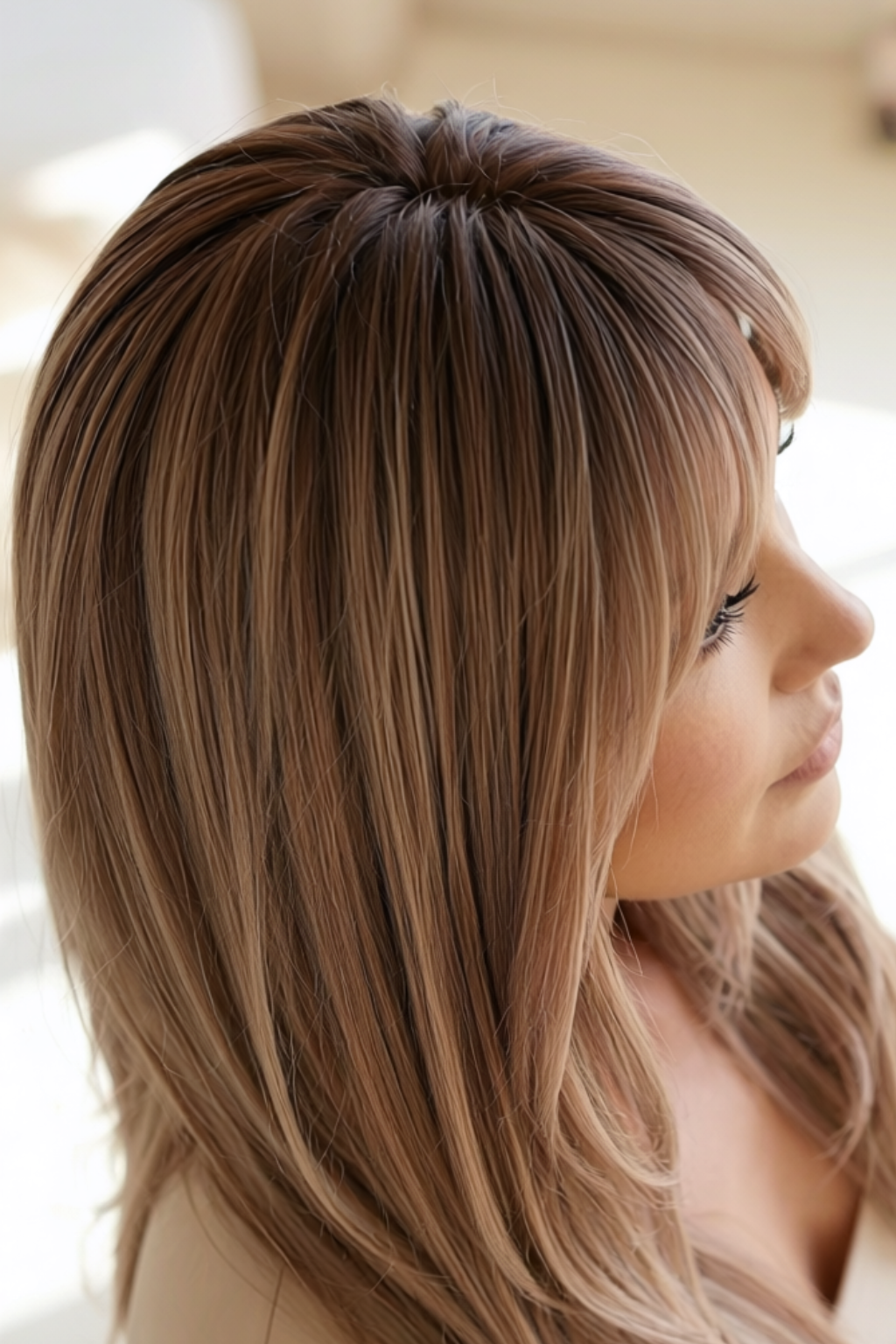 Claudia - 24” Mocha Blonde Layered Wig with Fringe