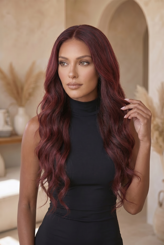 Liana – 24" Burgundy Body Wave Lace Front Wig
