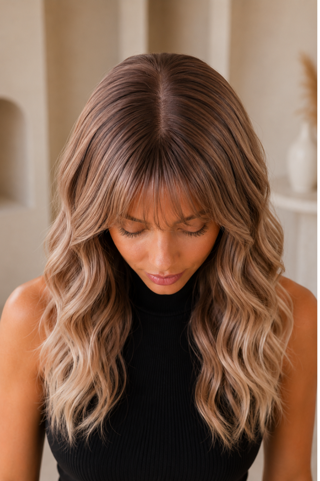Fallon – 22” Soft Brown Balayage Wave Wig