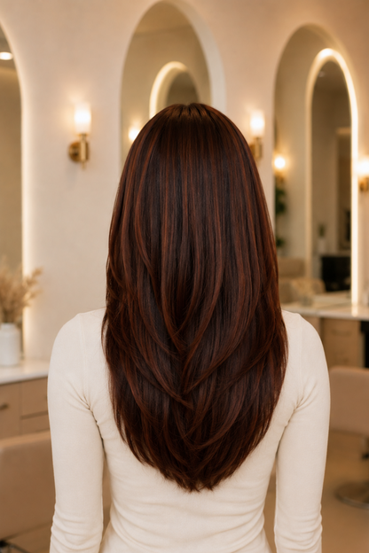 Amelia – 22" Chestnut Brown Layered Lace Front Wig