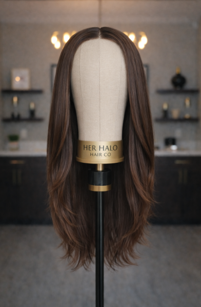 Amelia – 22" Chestnut Brown Layered Lace Front Wig