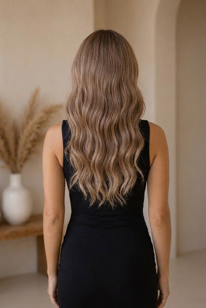 Fallon - 22” Beige Brunette Balayage Wave Wig