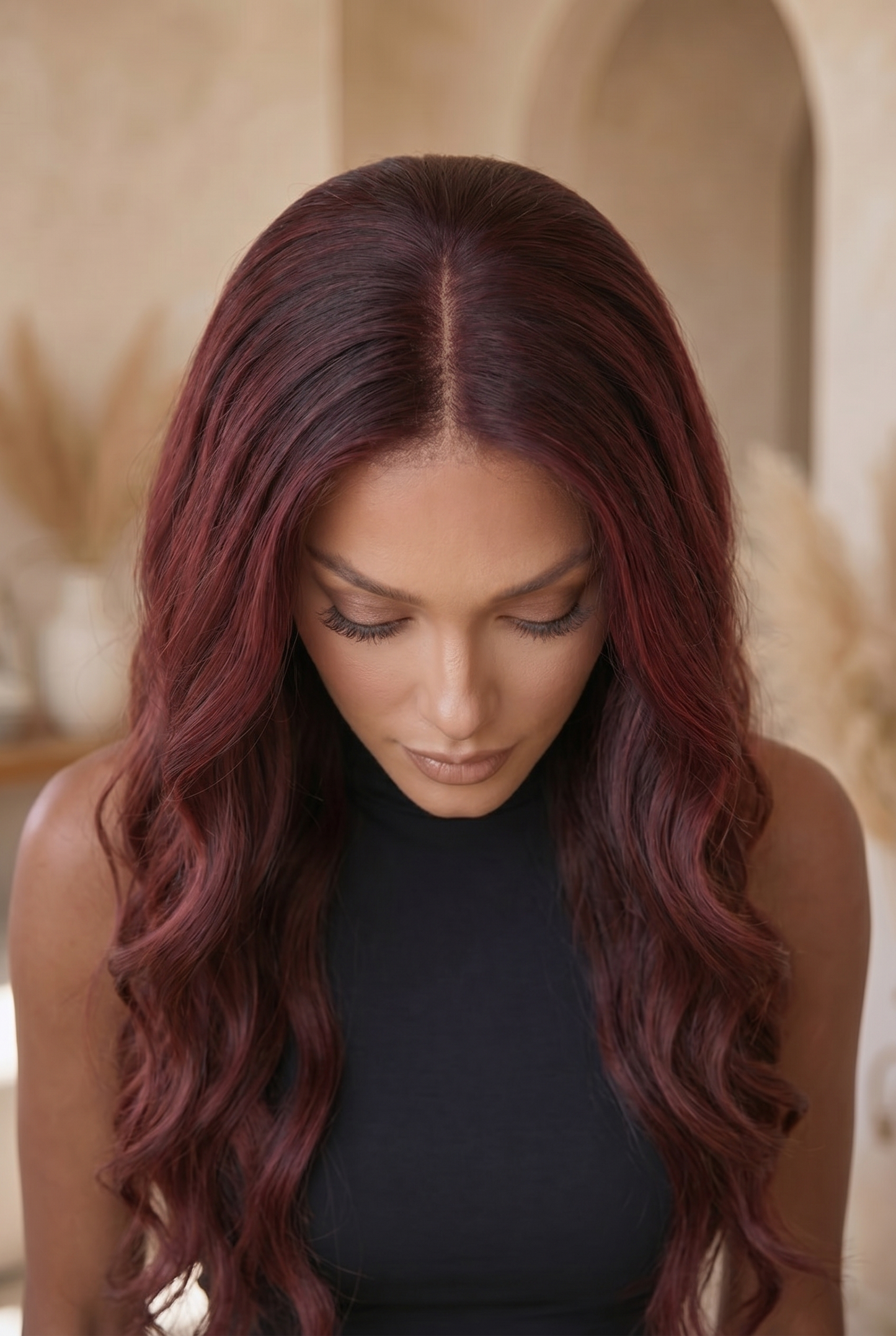 Liana – 24" Burgundy Body Wave Lace Front Wig