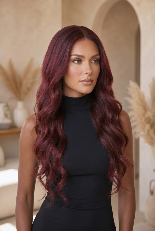 Liana – 24" Burgundy Body Wave Lace Front Wig