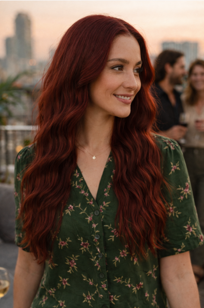 Liana – 24" Burgundy Wave Lace Front Wig