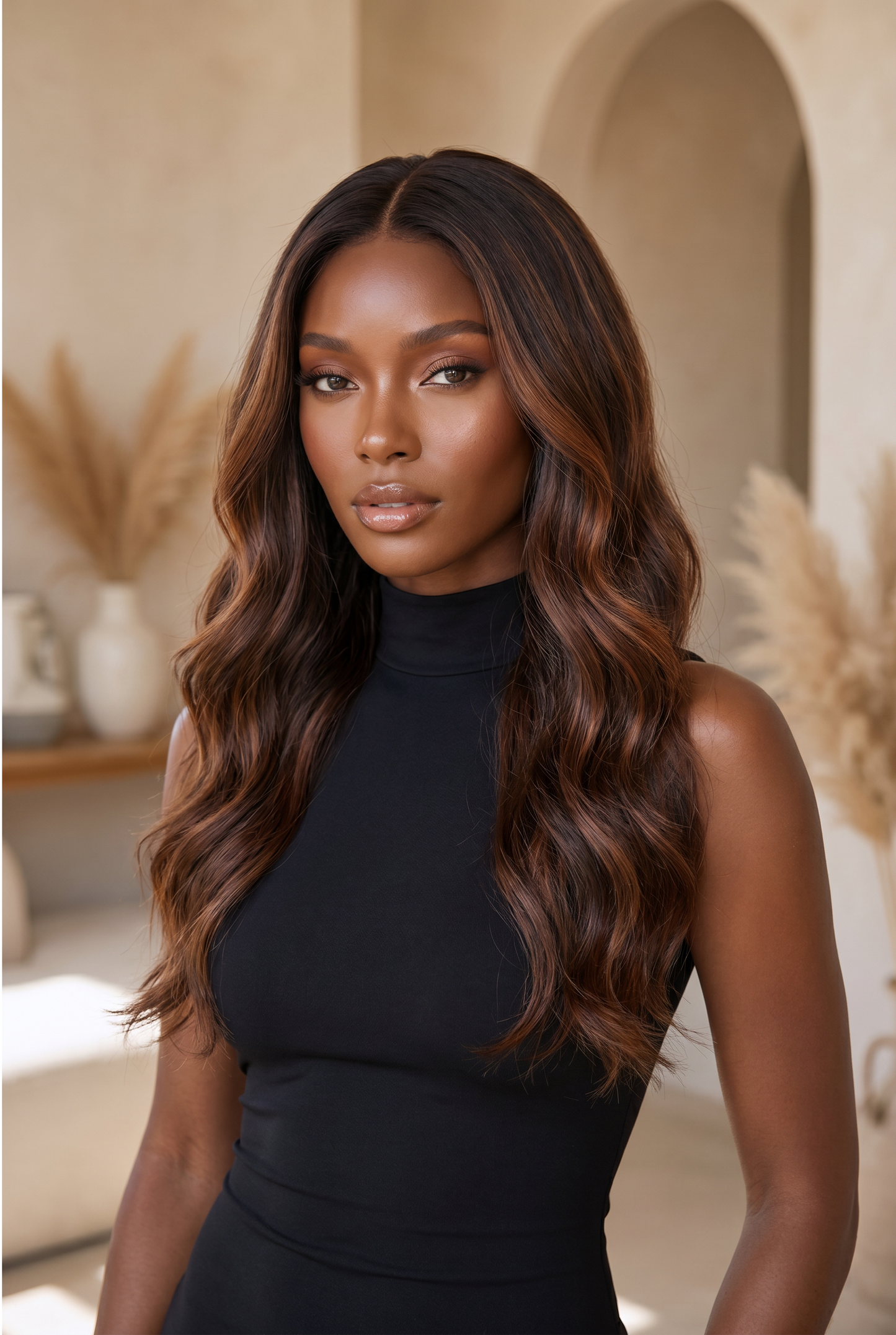 Sahara – 24” Chestnut Caramel Wave Lace Front Wig