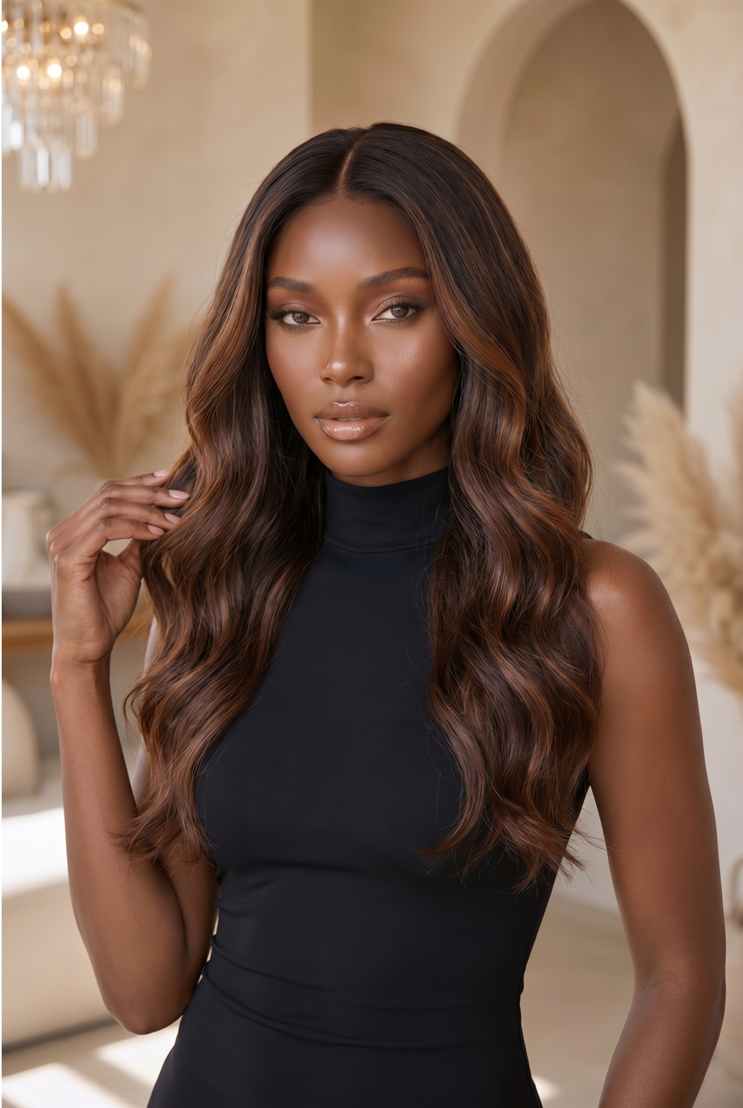 Sahara – 24” Chestnut Caramel Wave Lace Front Wig