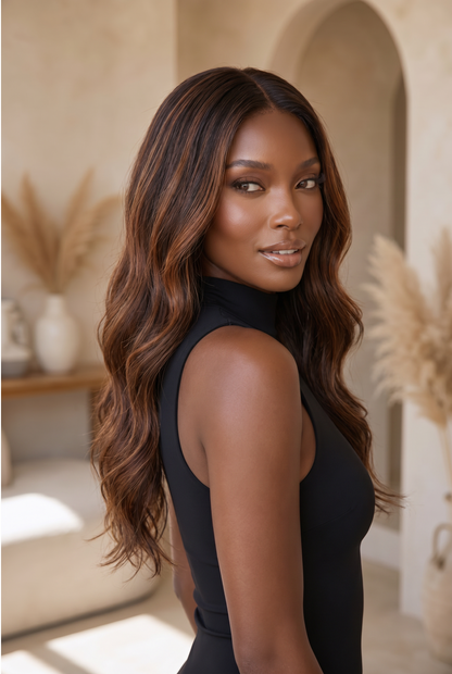 Sahara – 24” Chestnut Caramel Wave Lace Front Wig